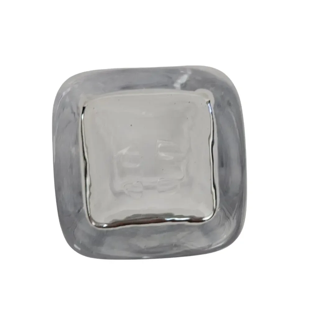 Simon Pearce Hand Blown Clear Art Glass Square Vase Heavy 5